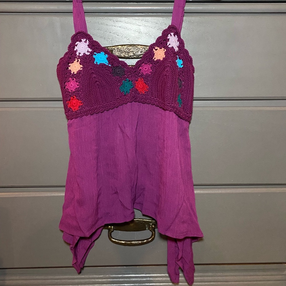 Crochet top purple tank top